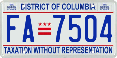 DC license plate FA7504