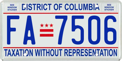 DC license plate FA7506