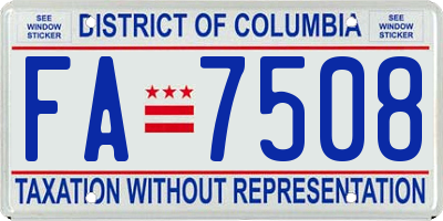 DC license plate FA7508