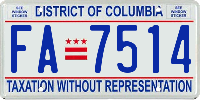 DC license plate FA7514