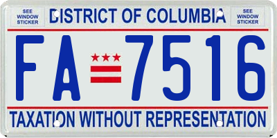 DC license plate FA7516