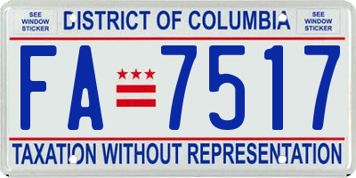 DC license plate FA7517