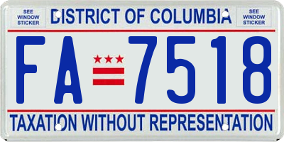 DC license plate FA7518