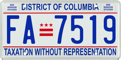 DC license plate FA7519