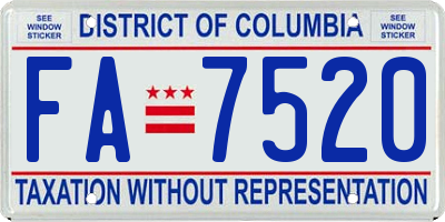 DC license plate FA7520