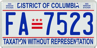 DC license plate FA7523