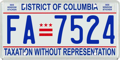 DC license plate FA7524