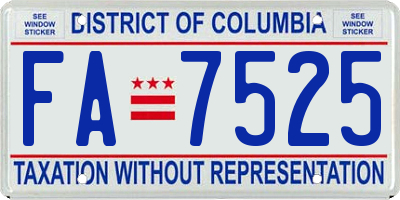 DC license plate FA7525