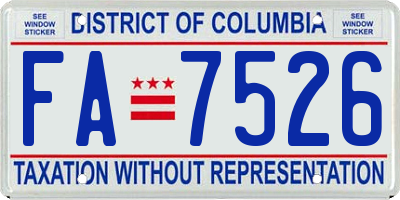 DC license plate FA7526