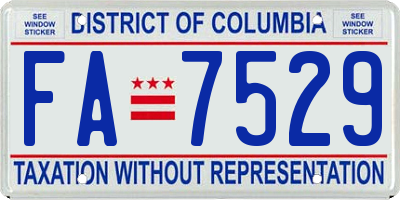 DC license plate FA7529