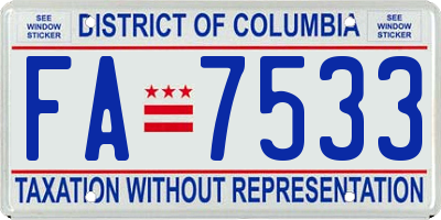 DC license plate FA7533