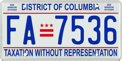 DC license plate FA7536