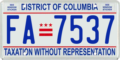 DC license plate FA7537