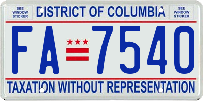 DC license plate FA7540