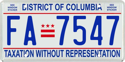 DC license plate FA7547