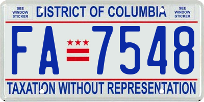 DC license plate FA7548