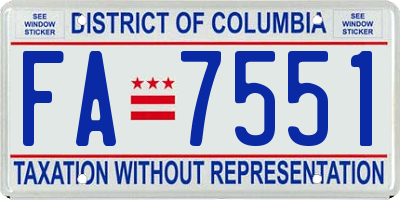 DC license plate FA7551