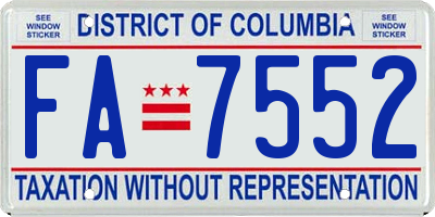 DC license plate FA7552