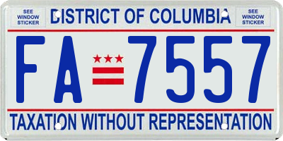 DC license plate FA7557