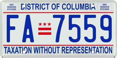 DC license plate FA7559