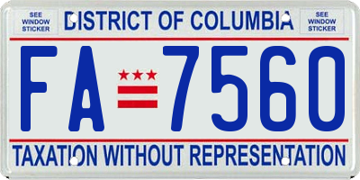 DC license plate FA7560