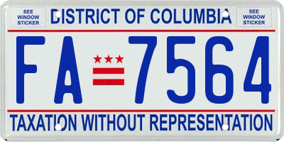 DC license plate FA7564