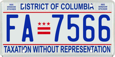 DC license plate FA7566