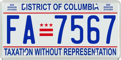 DC license plate FA7567