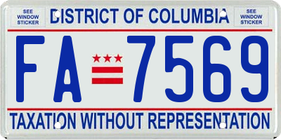 DC license plate FA7569