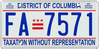 DC license plate FA7571