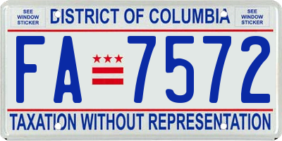 DC license plate FA7572