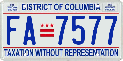 DC license plate FA7577