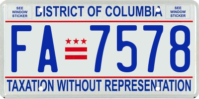 DC license plate FA7578