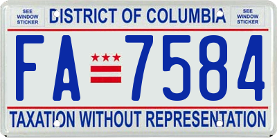 DC license plate FA7584