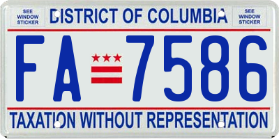 DC license plate FA7586