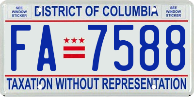 DC license plate FA7588