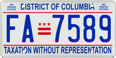 DC license plate FA7589