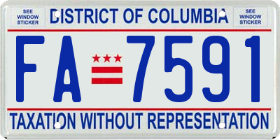 DC license plate FA7591