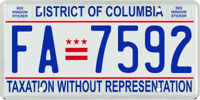 DC license plate FA7592