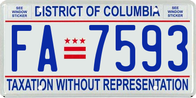 DC license plate FA7593