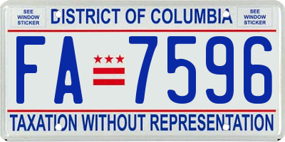 DC license plate FA7596