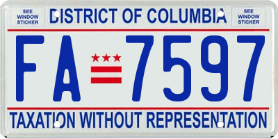 DC license plate FA7597