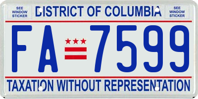 DC license plate FA7599