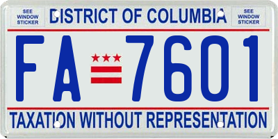 DC license plate FA7601