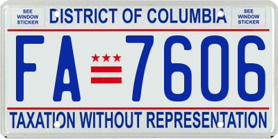 DC license plate FA7606