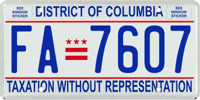 DC license plate FA7607