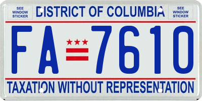 DC license plate FA7610