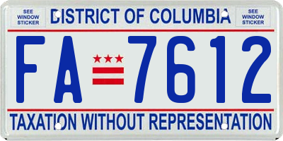 DC license plate FA7612