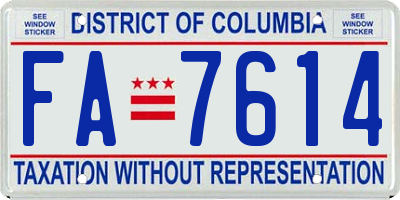 DC license plate FA7614