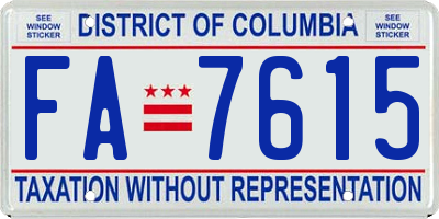 DC license plate FA7615